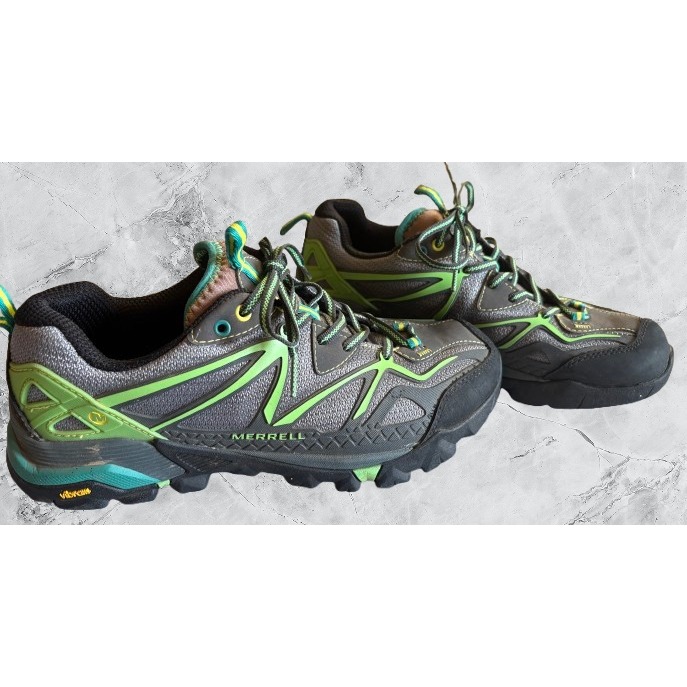 Merrell Capra Sport Hiking Shoes Womens 9 Grey Wild Dove Green Vibram; Men's 7.5